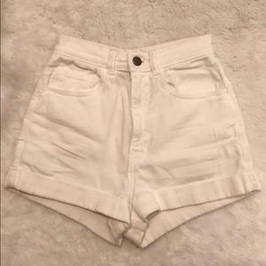 American apparel white high rise shorts